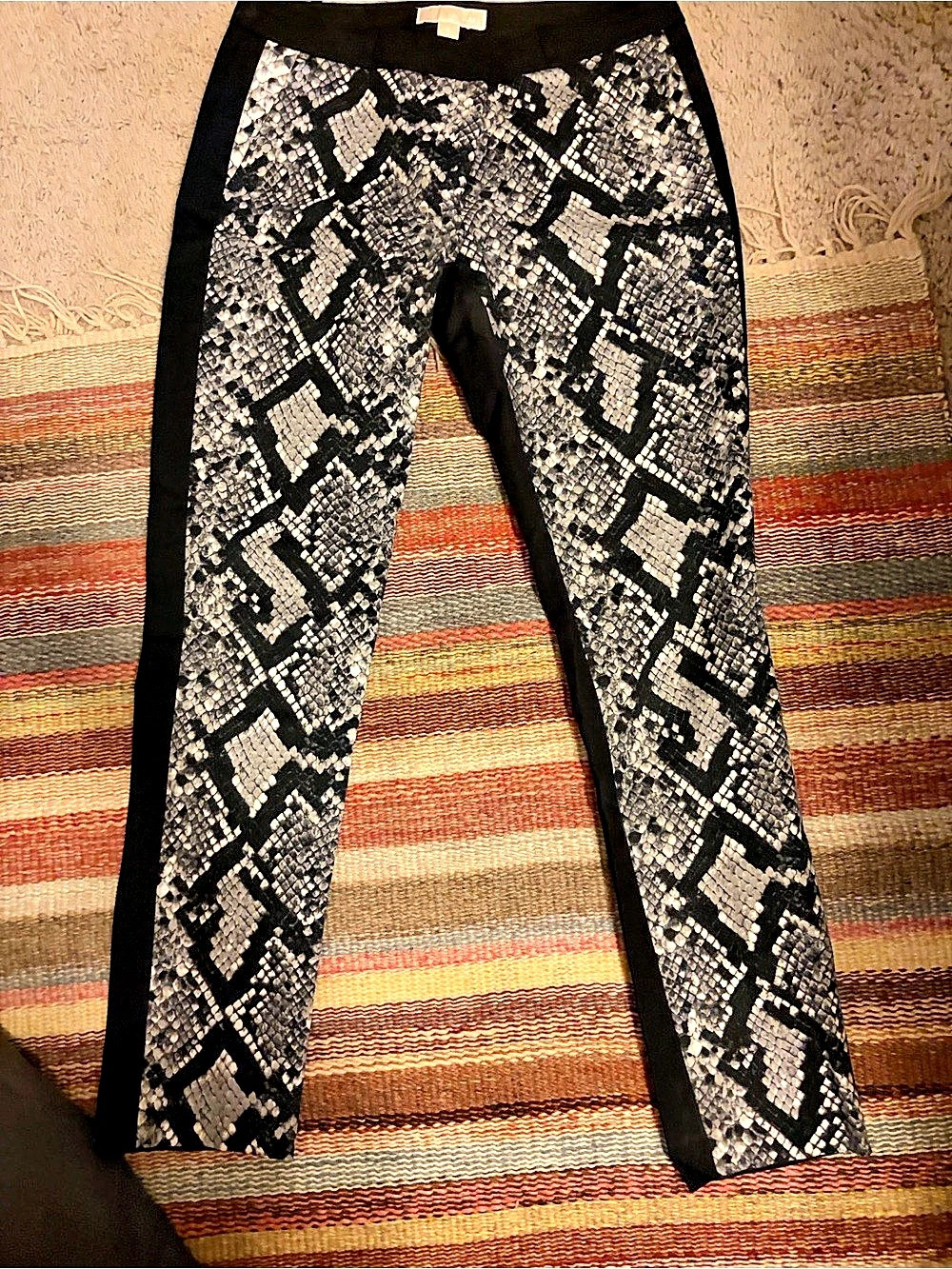Michael Kors Geometric Straight Leg Pants Black & Gray Size 8
